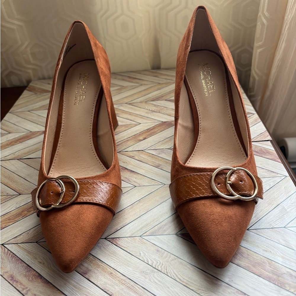 Michael Kors chunky Camel color pumps.